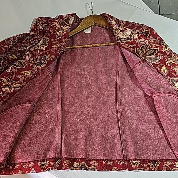 Vintage Women Sz L Paisley Y2K Art to Wear Grunge Pockets Shoulder Pads Jacket - Picture 8 of 12